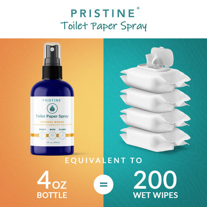 Pristine toilet paper spray equivalent to 200 wet wipes